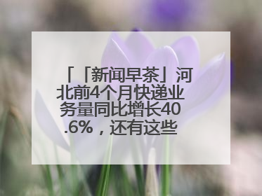 「新闻早茶」河北前4个月快递业务量同比增长40.6%，还有这些热点……
