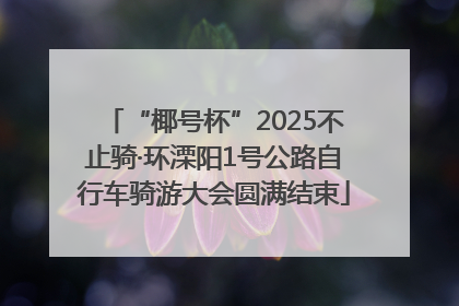 “椰号杯”2025不止骑·环溧阳1号公路自行车骑游大会圆满结束