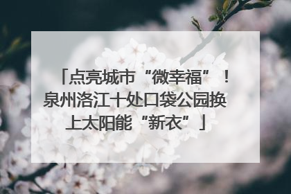 点亮城市“微幸福”！泉州洛江十处口袋公园换上太阳能“新衣”