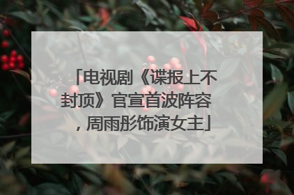 电视剧《谍报上不封顶》官宣首波阵容，周雨彤饰演女主