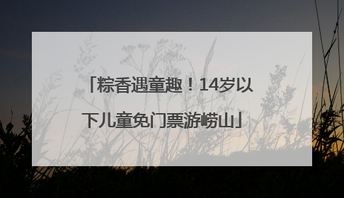 粽香遇童趣！14岁以下儿童免门票游崂山