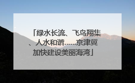 绿水长流、飞鸟翔集、人水和谐……京津冀加快建设美丽海湾