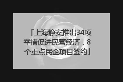 上海静安推出34项举措促进民营经济，8个重点民企项目签约