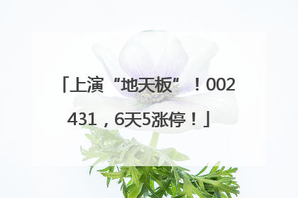 上演“地天板”！002431，6天5涨停！