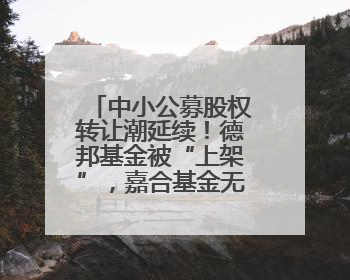 中小公募股权转让潮延续！德邦基金被“上架”，嘉合基金无人问津