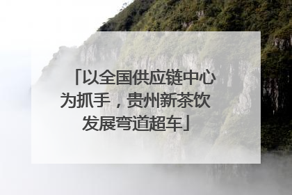 以全国供应链中心为抓手，贵州新茶饮发展弯道超车