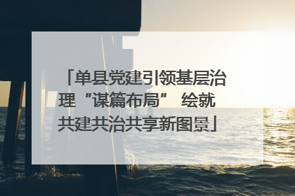 单县党建引领基层治理“谋篇布局” 绘就共建共治共享新图景