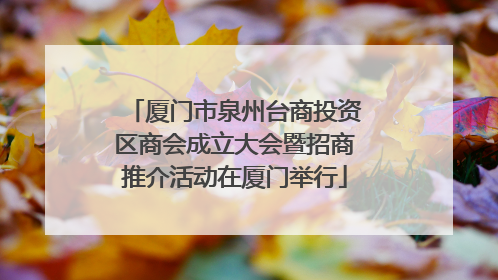 厦门市泉州台商投资区商会成立大会暨招商推介活动在厦门举行