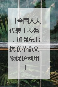 全国人大代表王志强：加强东北抗联革命文物保护利用