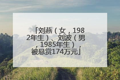 刘燕（女，1982年生）、刘波（男，1985年生），被悬赏174万元