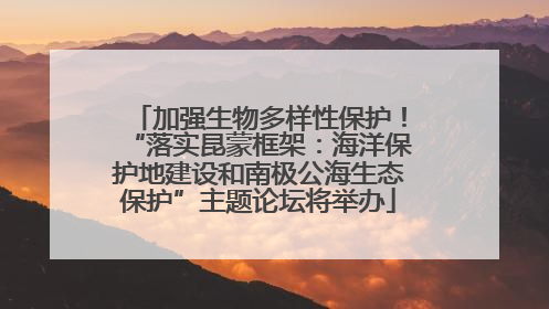 加强生物多样性保护！“落实昆蒙框架：海洋保护地建设和南极公海生态保护”主题论坛将举办