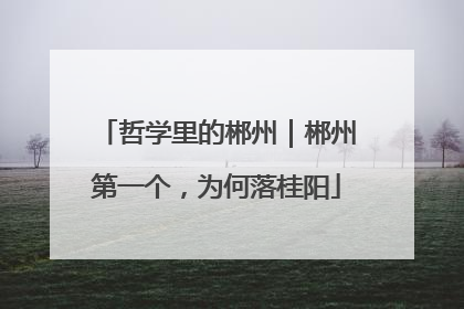 哲学里的郴州｜郴州第一个，为何落桂阳