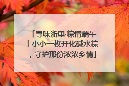 寻味浙里·粽情端午丨小小一枚开化碱水粽，守护那份浓浓乡情
