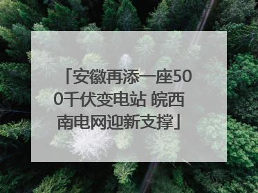 安徽再添一座500千伏变电站 皖西南电网迎新支撑