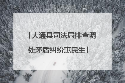 大通县司法局排查调处矛盾纠纷惠民生