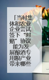 当村集体和农业企业尝试签下“对赌”协议 能为发展酿酒专用粮产业带来哪些利好？