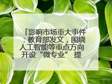 影响市场重大事件：教育部发文，围绕人工智能等重点方向开设“微专业” 提升就业能力