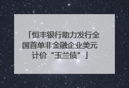 恒丰银行助力发行全国首单非金融企业美元计价“玉兰债”