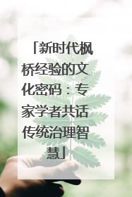 新时代枫桥经验的文化密码：专家学者共话传统治理智慧