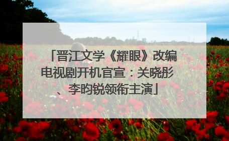 晋江文学《耀眼》改编电视剧开机官宣：关晓彤、李昀锐领衔主演