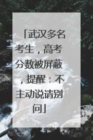 武汉多名考生，高考分数被屏蔽，提醒：不主动说请别问