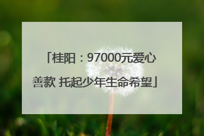桂阳：97000元爱心善款 托起少年生命希望
