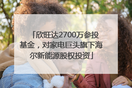 欣旺达2700万参投基金，对家电巨头旗下海尔新能源股权投资