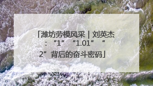 潍坊劳模风采｜刘英杰：“1”“1.01”“2”背后的奋斗密码