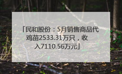 民和股份：5月销售商品代鸡苗2533.31万只，收入7110.56万元
