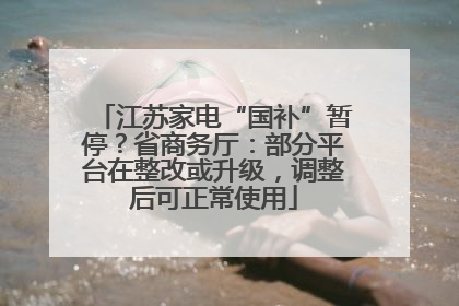 江苏家电“国补”暂停？省商务厅：部分平台在整改或升级，调整后可正常使用