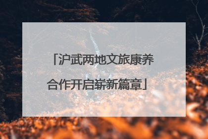 沪武两地文旅康养合作开启崭新篇章