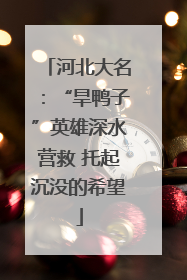 河北大名：“旱鸭子”英雄深水营救 托起沉没的希望