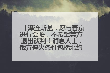 泽连斯基：愿与普京进行会晤，不希望美方退出谈判！消息人士：俄方停火条件包括北约“书面”保证不东扩