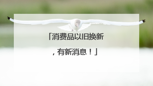 消费品以旧换新，有新消息！