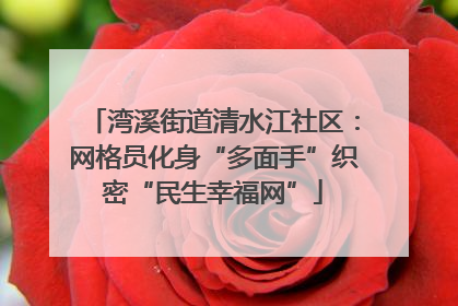 湾溪街道清水江社区：网格员化身“多面手”织密“民生幸福网”