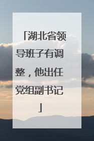 湖北省领导班子有调整，他出任党组副书记