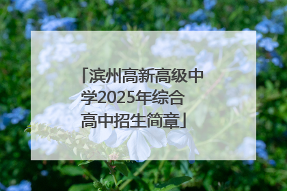 滨州高新高级中学2025年综合高中招生简章