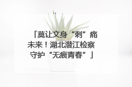 莫让文身“刺”痛未来！湖北潜江检察守护“无痕青春”