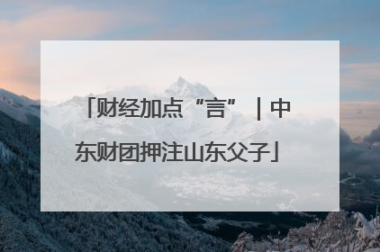 财经加点“言”｜中东财团押注山东父子