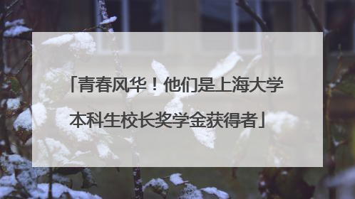青春风华！他们是上海大学本科生校长奖学金获得者