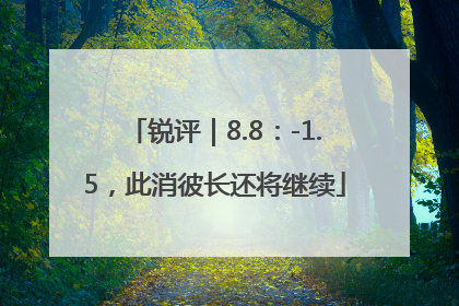 锐评｜8.8：-1.5，此消彼长还将继续