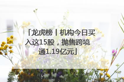龙虎榜丨机构今日买入这15股，抛售跨境通1.19亿元