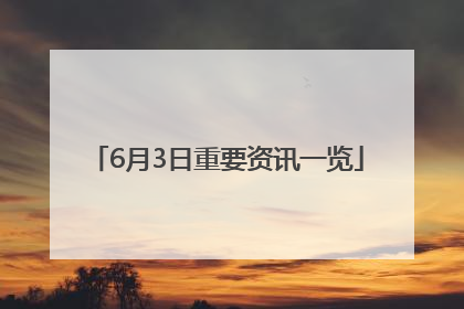 6月3日重要资讯一览