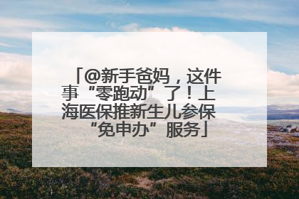 @新手爸妈，这件事“零跑动”了！上海医保推新生儿参保“免申办”服务